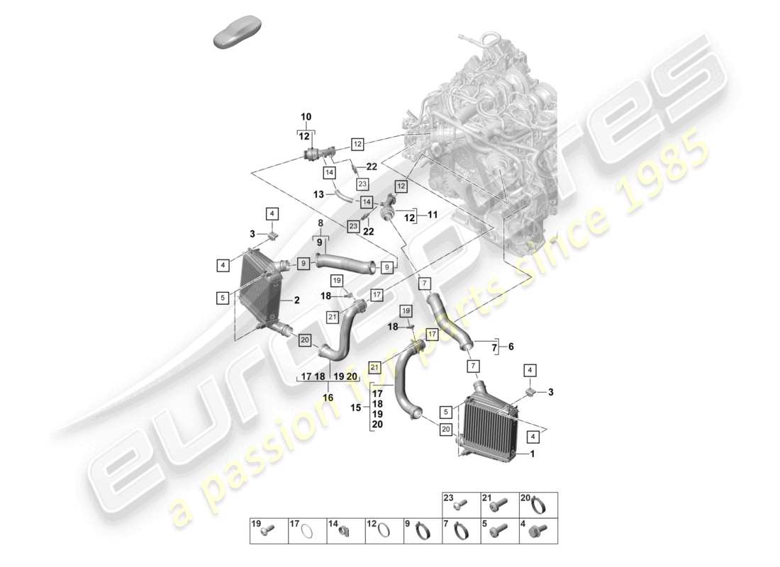 porsche 2021 (panamera 971-2) charge air cooler pressure pipe part diagram