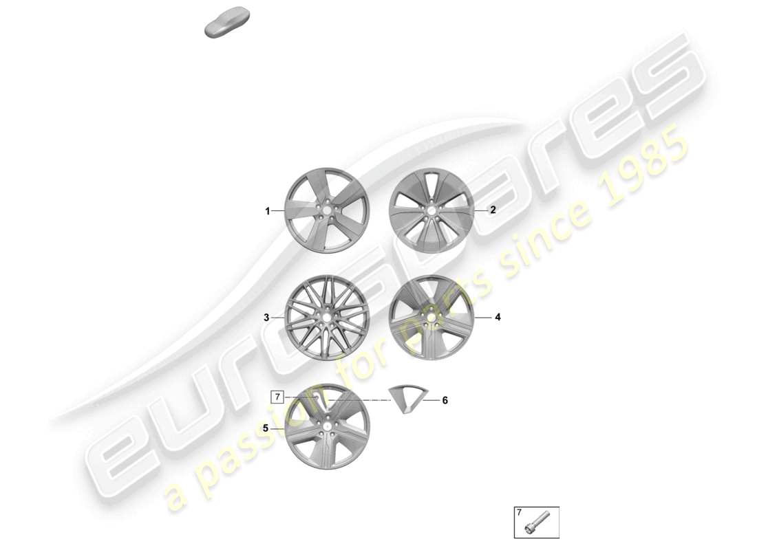 porsche 2025 (macan-e) alloy wheel part diagram