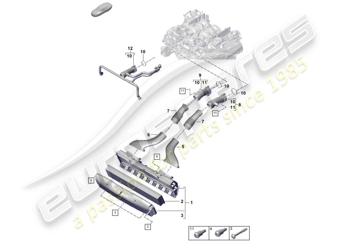 porsche 2025 (panamera 976) air filter housing intake hose intake manifold part diagram