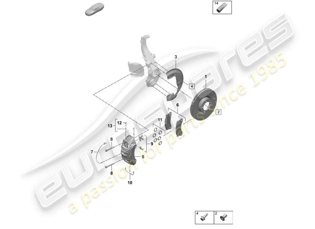 porsche 2026 (taycan 9j1-2) disc brake 18 front axle red part diagram
