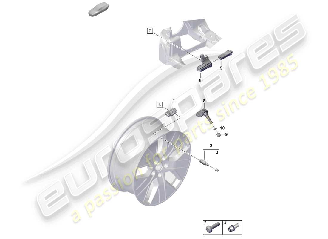 porsche 2023 (taycan 9j1-1) tyre pressure control system part diagram