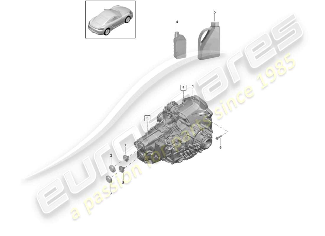 porsche 2025 (718 cayman) - pdk - gearbox part diagram