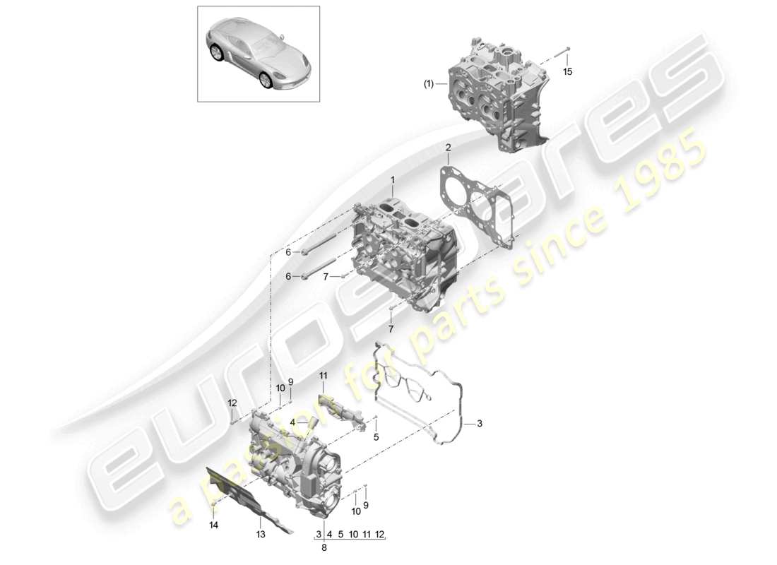 porsche 2026 (718 cayman) cylinder head with: valve cylinder head gasket cylinder head cover part diagram