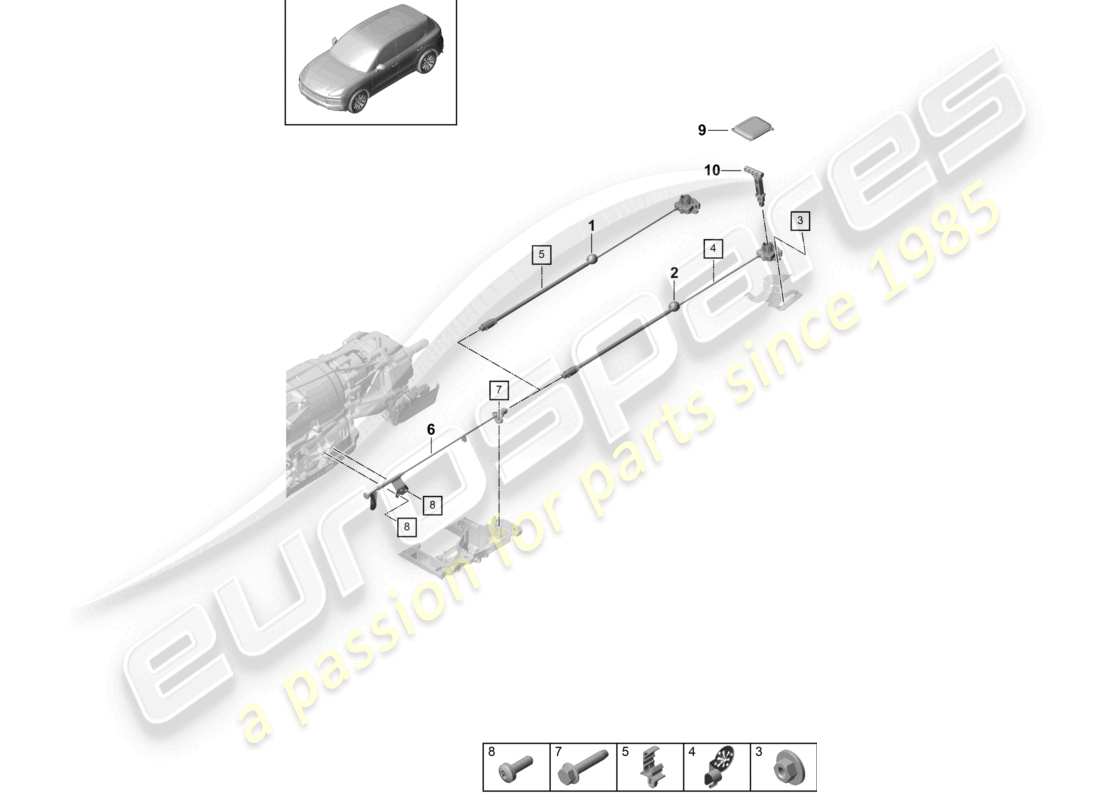 porsche 2024 (cayenne e3 9ya/9yb) actuating unit for emergency release for 8-speed automatic gearbox part diagram