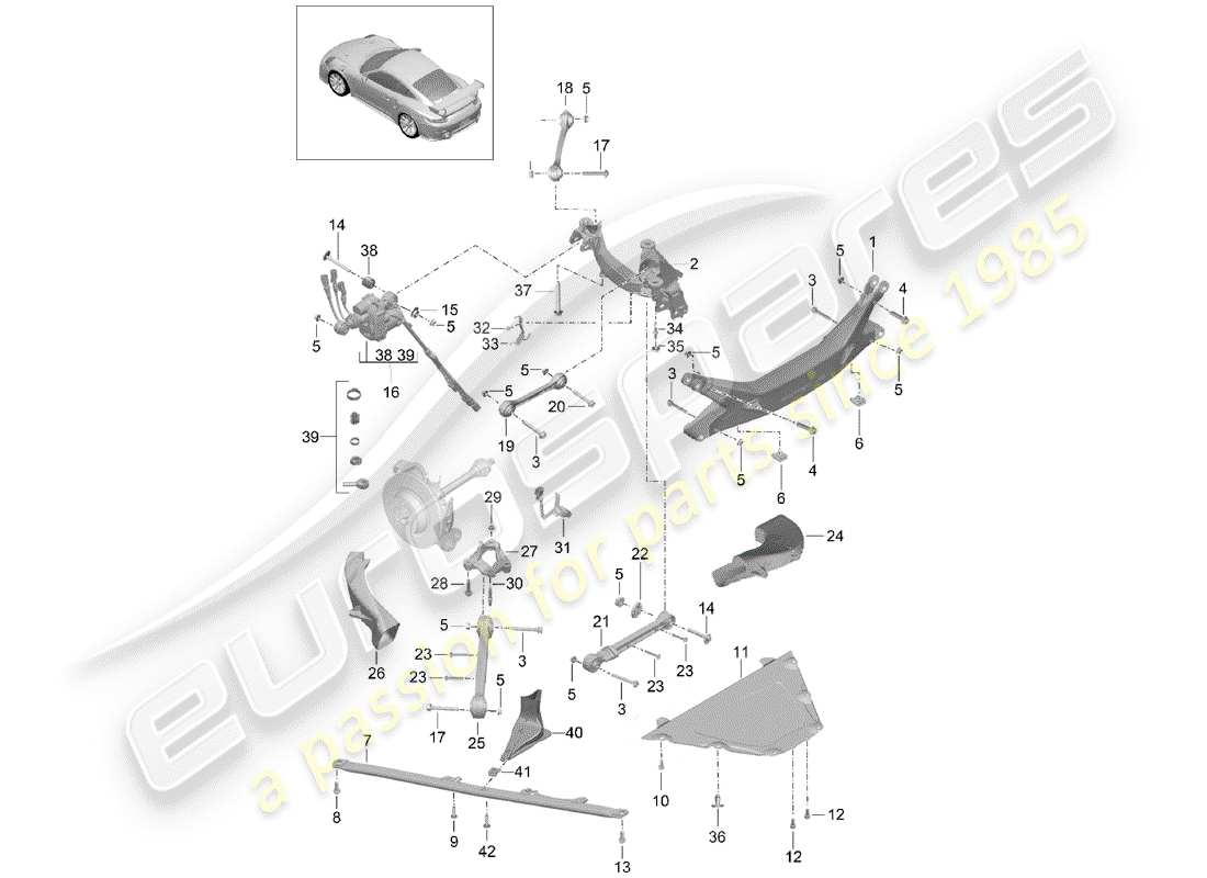 porsche 991 turbo (2018) cross member parts diagram