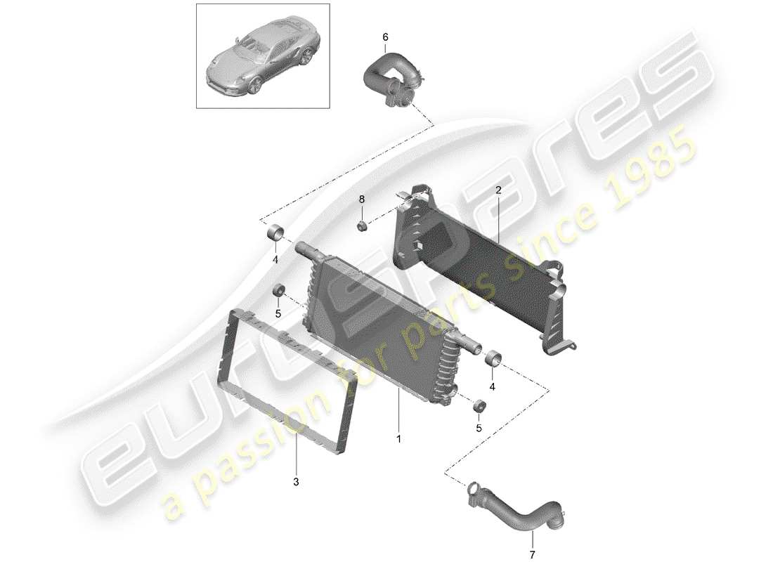 porsche 2018 (991-2 turbo) radiator part diagram