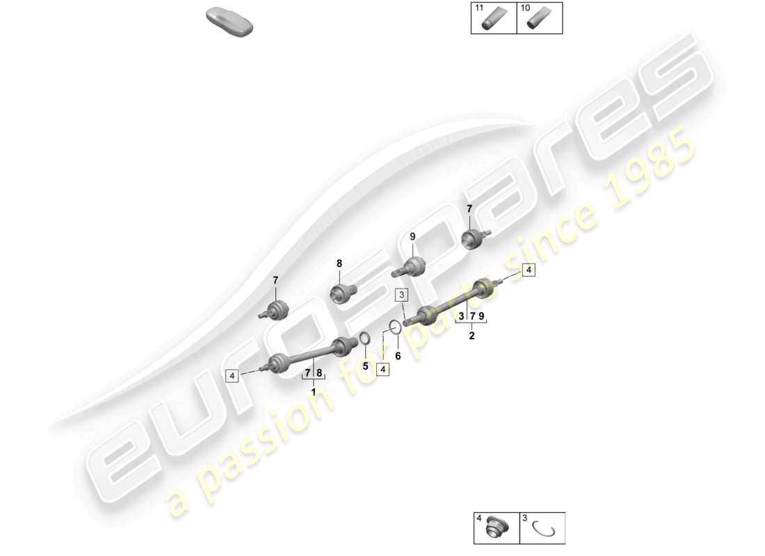 porsche 2023 (taycan 9j1-1) drive shaft part diagram