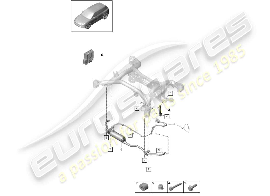 porsche 2023 (cayenne e3 9ya/9yb) anti-roll bar rear axle parts diagram
