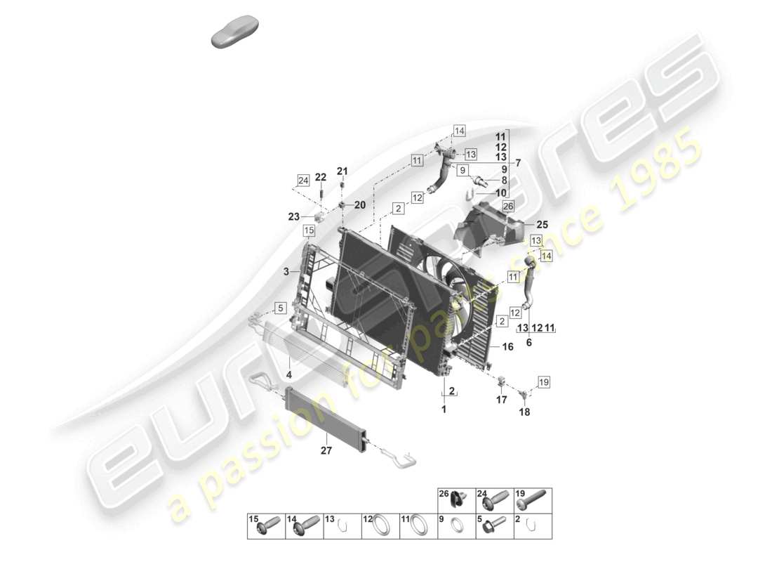 porsche 2021 (panamera 971-2) coolant cooling system 3 cooler for coolant part diagram