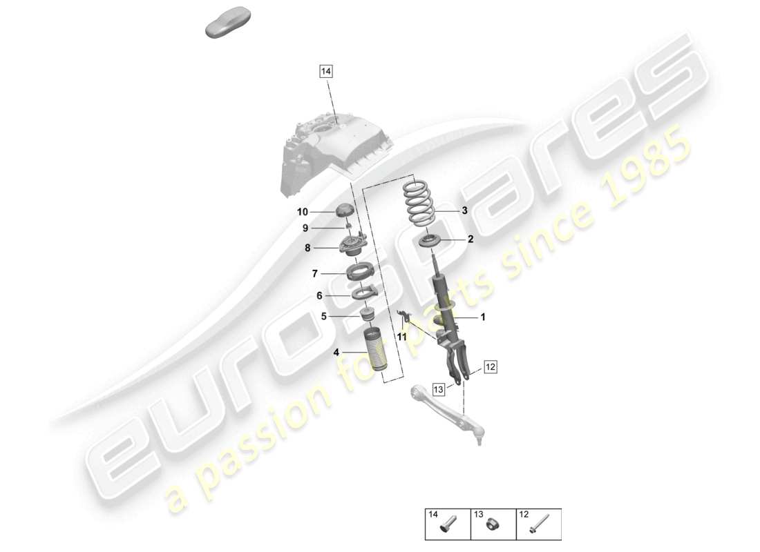 porsche 2026 (macan-e) steel spring suspension suspension strut, complete coil spring part diagram