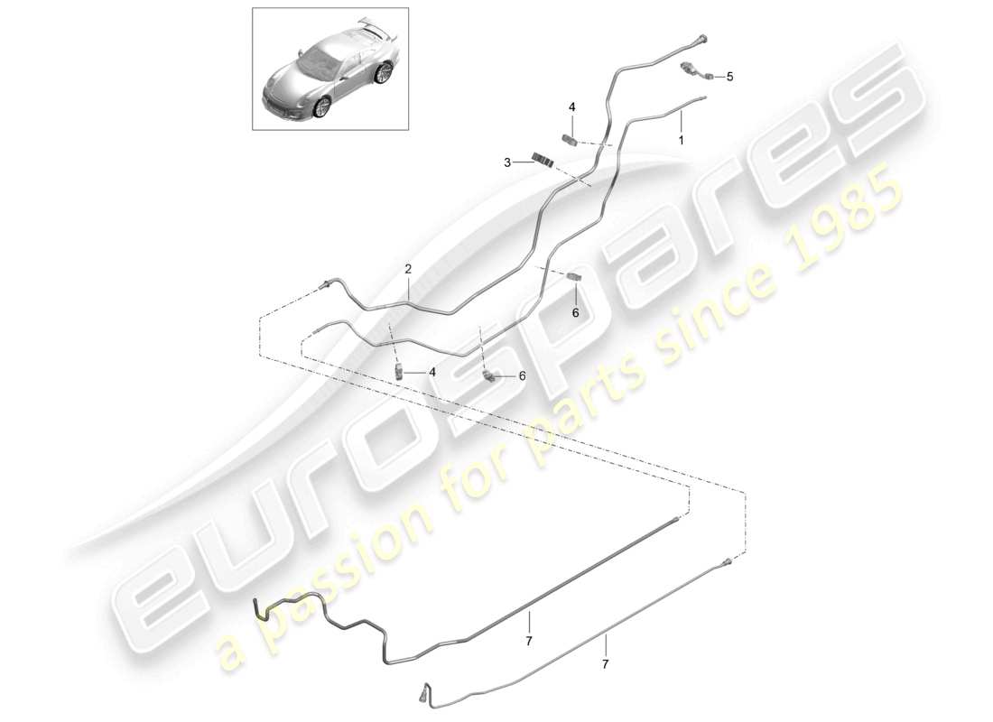 porsche 2021 (991-2 r/gt3/rs) fuel line rear fuel supply system part diagram