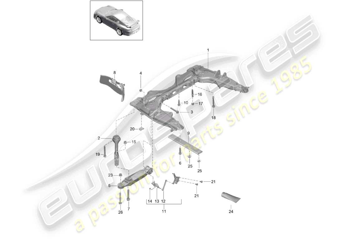 porsche 2021 (991-2 r/gt3/rs) cross member wishbone d - mj 2019>>speedster part diagram