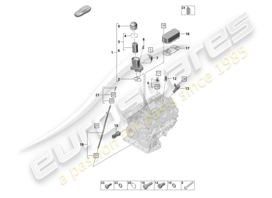 porsche 2022 (panamera 971-2) oil filter console oil cooler part diagram