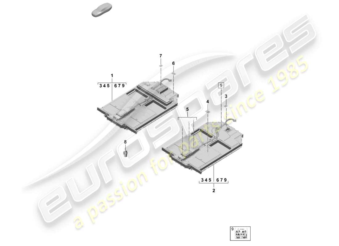 porsche 2026 (taycan 9j1-2) spare battery electric drive notice part diagram