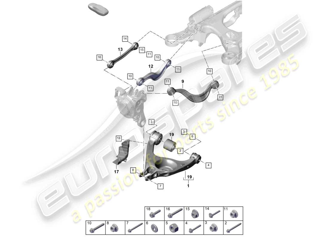 porsche 2025 (panamera 976) wishbone part diagram