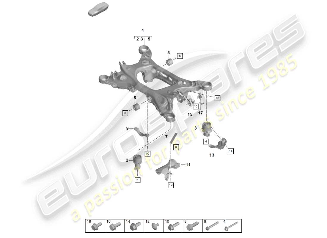 porsche 2025 (panamera 976) cross member suspension sub-frame part diagram