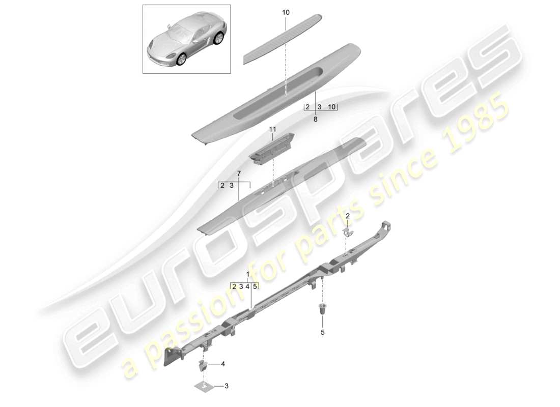 porsche 2023 (718 cayman) trim inner sill part diagram