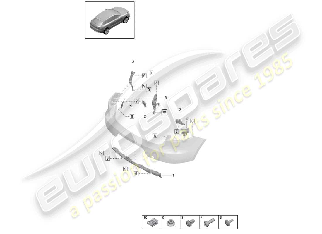 porsche 2021 (macan) fasteners rear bumper part diagram