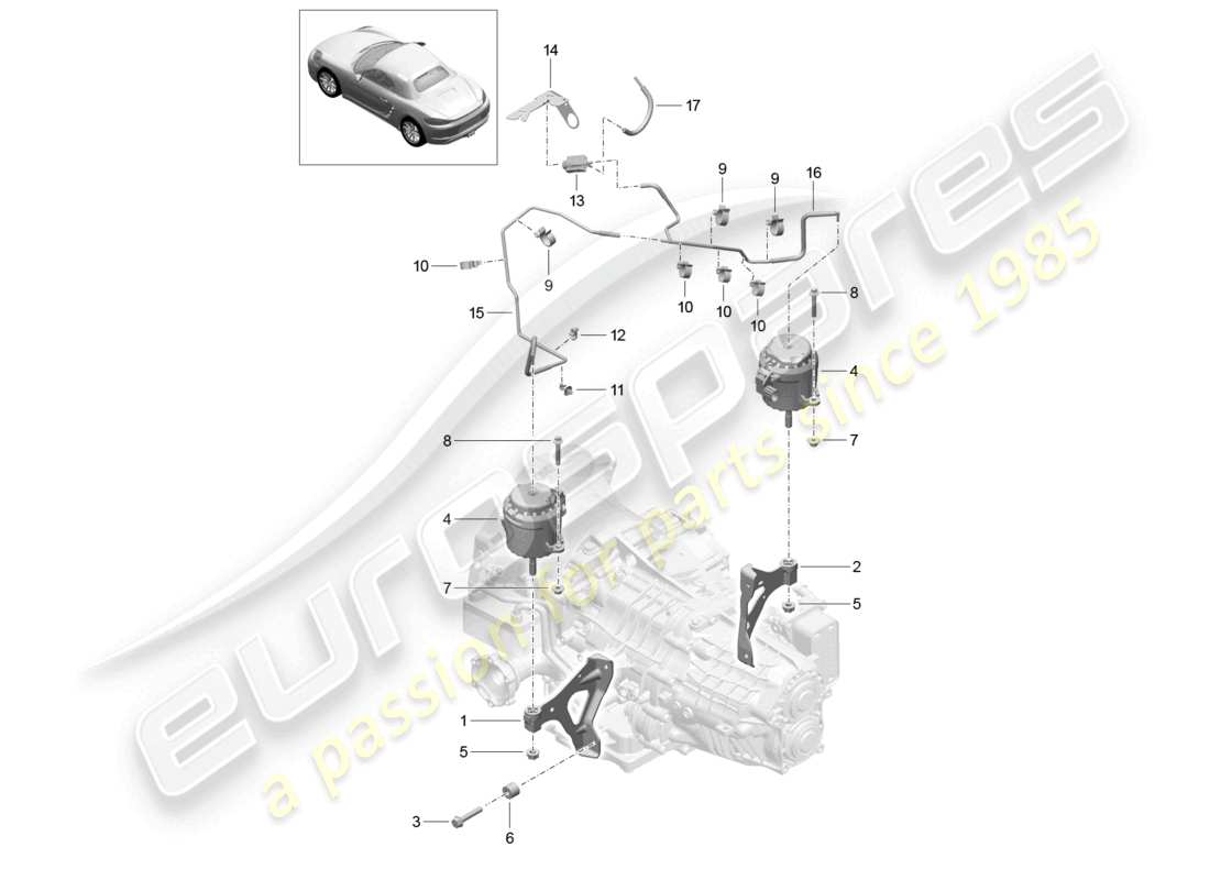 porsche 2026 (718 boxster) gearbox securing parts part diagram