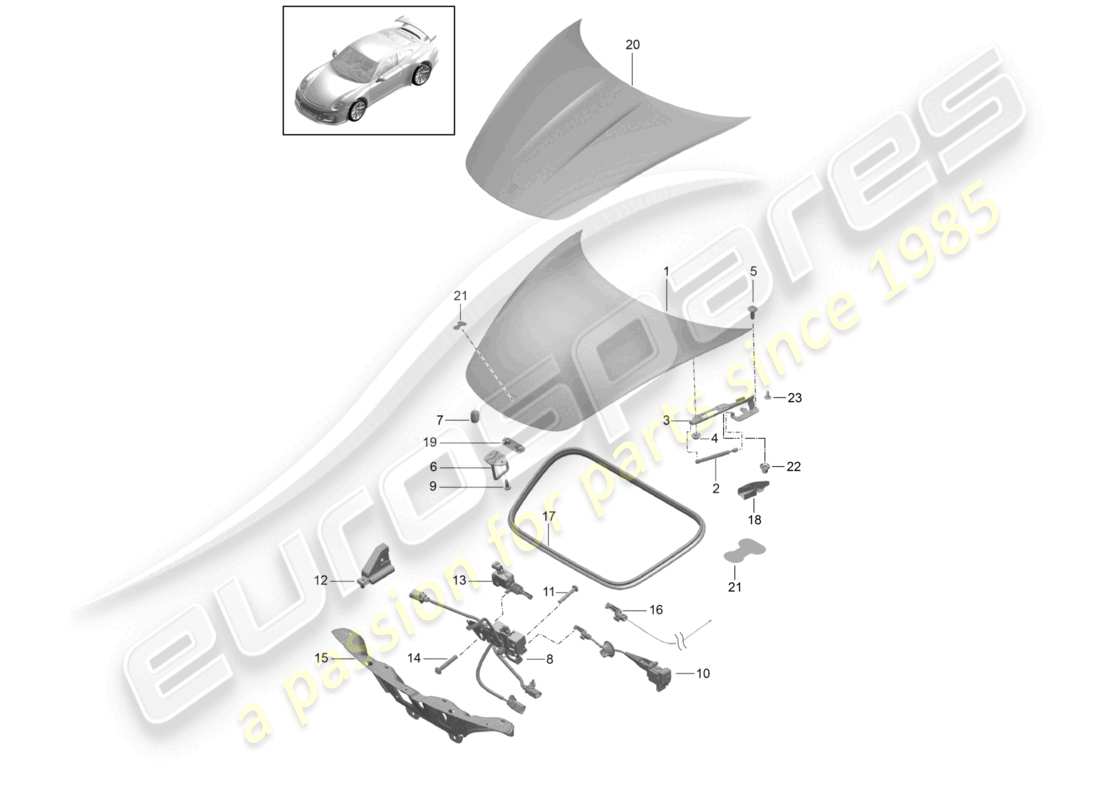 porsche 2021 (991-2 r/gt3/rs) cover front part diagram
