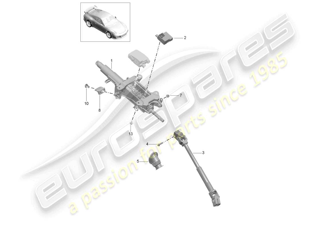 porsche 2021 (991-2 r/gt3/rs) steering column intermediate steering shaft d - mj 2018>> part diagram