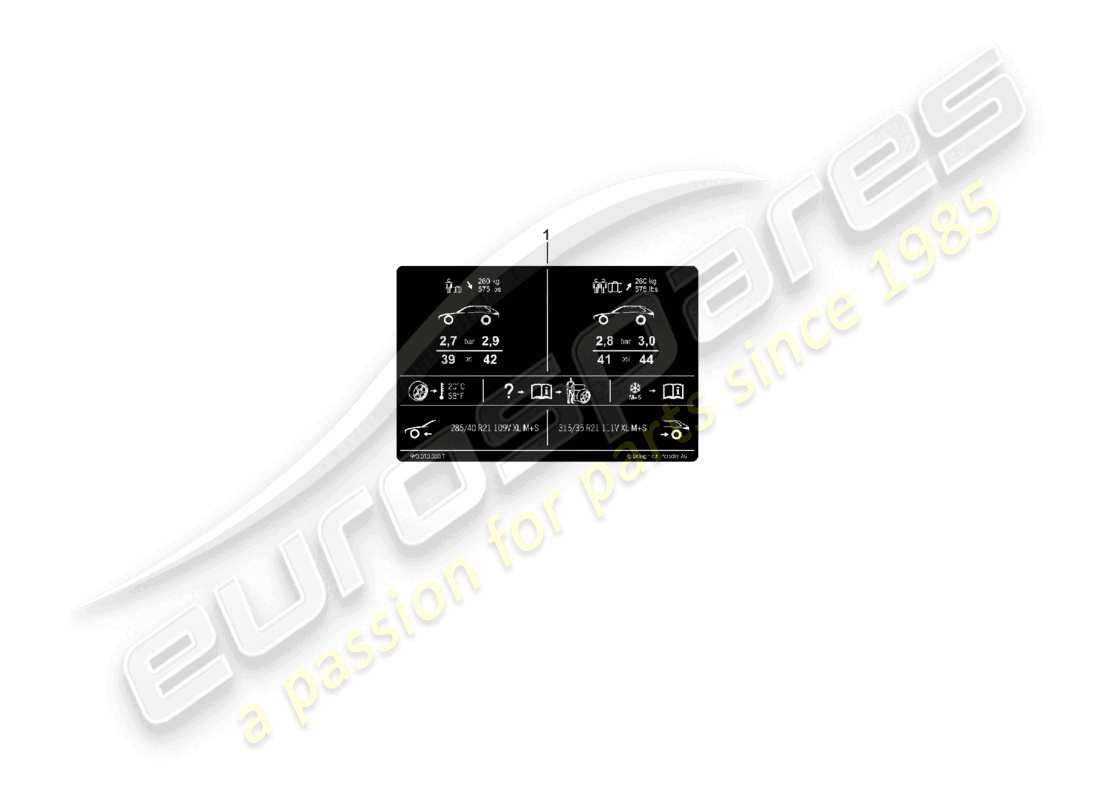porsche 2026 (cayenne e3 pa) data plate for 21 tyre pressure for all-weather tyres part diagram