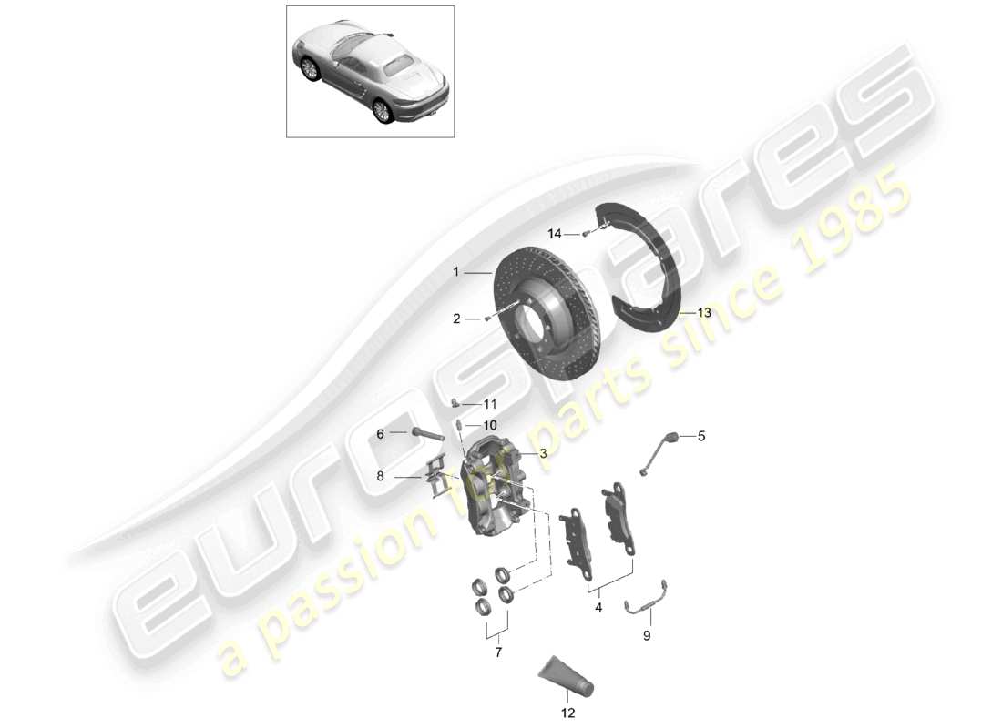 porsche 2023 (718 boxster) disc brake rear axle ------------------------------ part diagram