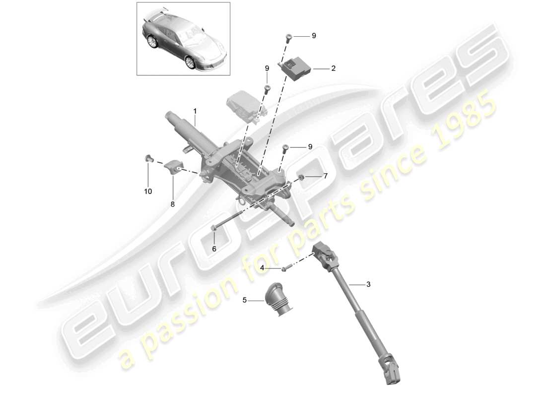 porsche 2021 (991-2 r/gt3/rs) steering column intermediate steering shaft d >>- mj 2017 part diagram