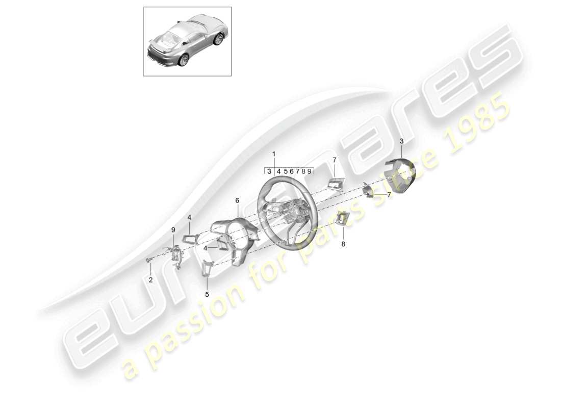 porsche 2021 (991-2 r/gt3/rs) steering wheel d - mj 2018>> part diagram