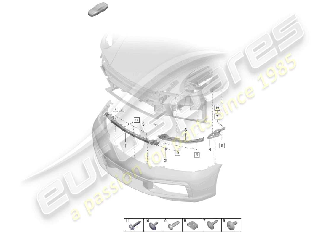 porsche 2023 (992-1 turbo / s) bumper front fasteners part diagram