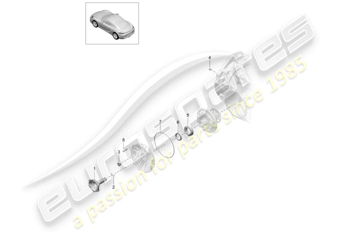 porsche 2023 (718 cayman) manual gearbox individual parts limited slip differential drive flange part diagram