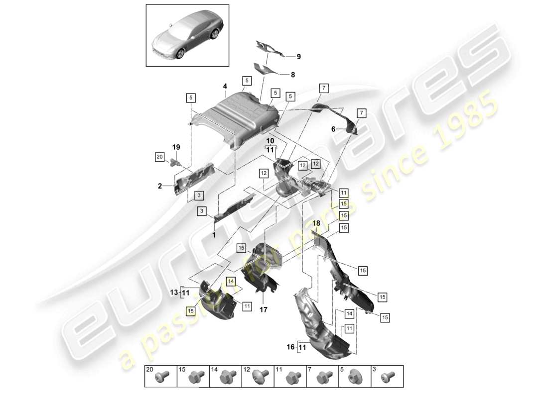 porsche 2021 (panamera 971-1) exhaust system heat insulation air guide channel fa.thermamax tmx m >>cvd 002 300 part diagram