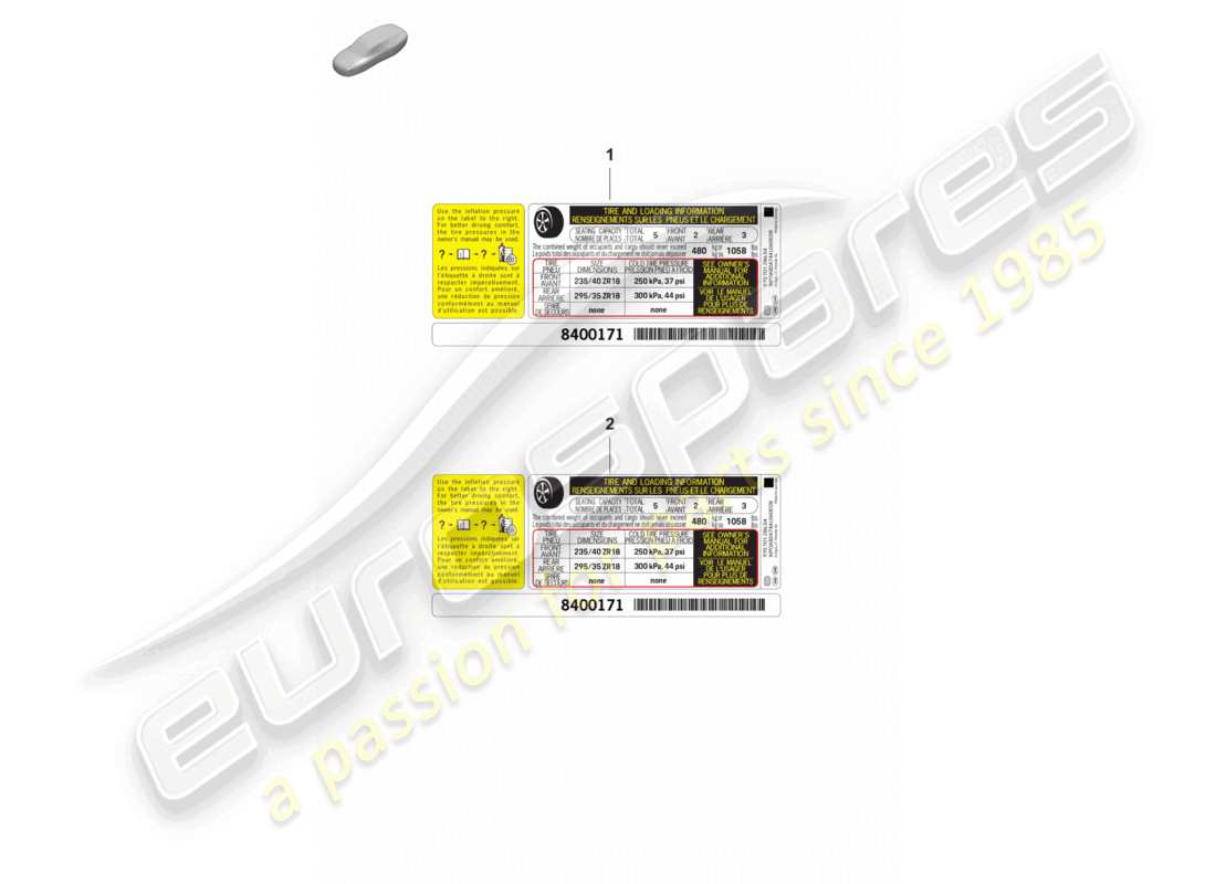 porsche 2021 (taycan 9j1-1) notice for tyre pressure tyre size: 21 d >>- 10.08.2021 usa canada discontinued parts mexico part diagram