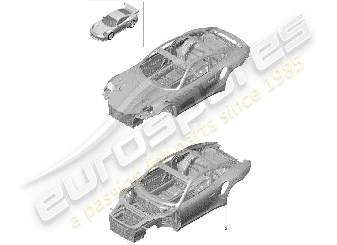 porsche 991 turbo (2018) car body parts diagram