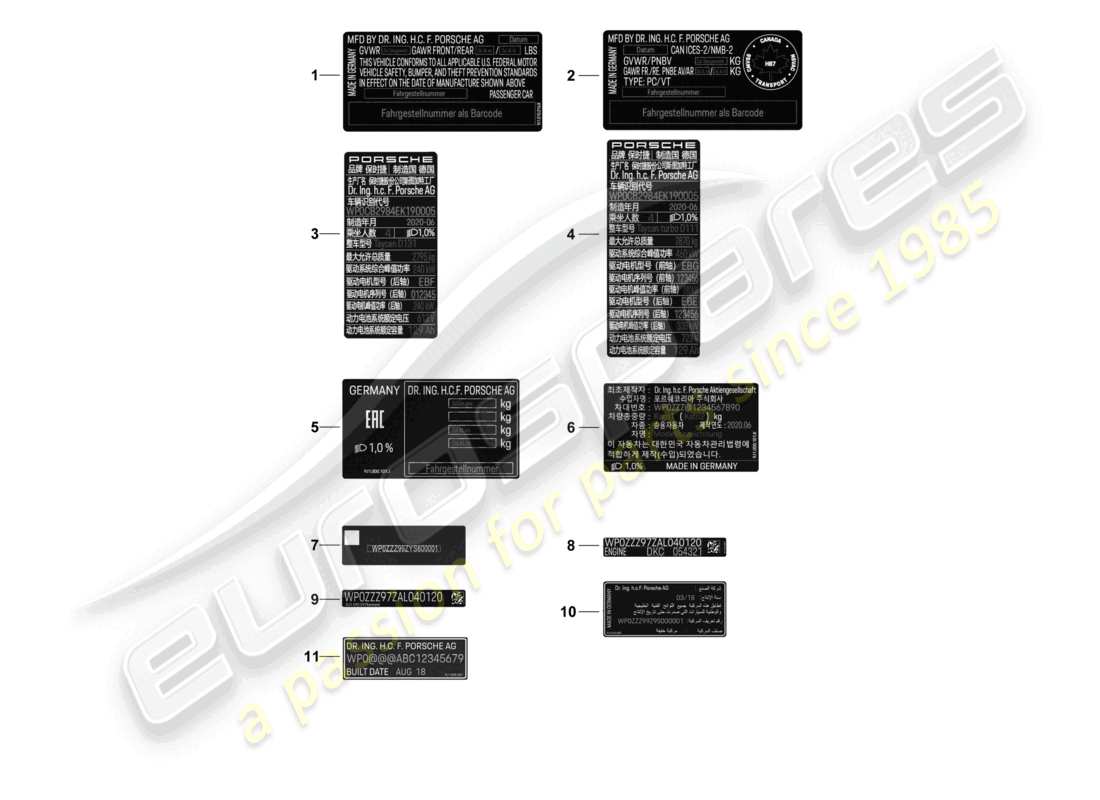 VIEW PARTS DIAGRAMS FROM THE PORSCHE TAYCAN PARTS CATALOGUE a part diagram from the porsche taycan parts catalogue