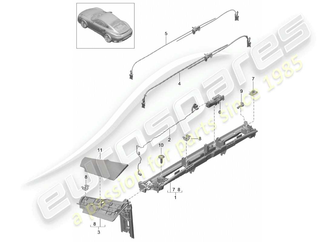 VIEW PARTS DIAGRAMS FROM THE PORSCHE 991 PARTS CATALOGUE a part diagram from the porsche 991 parts catalogue