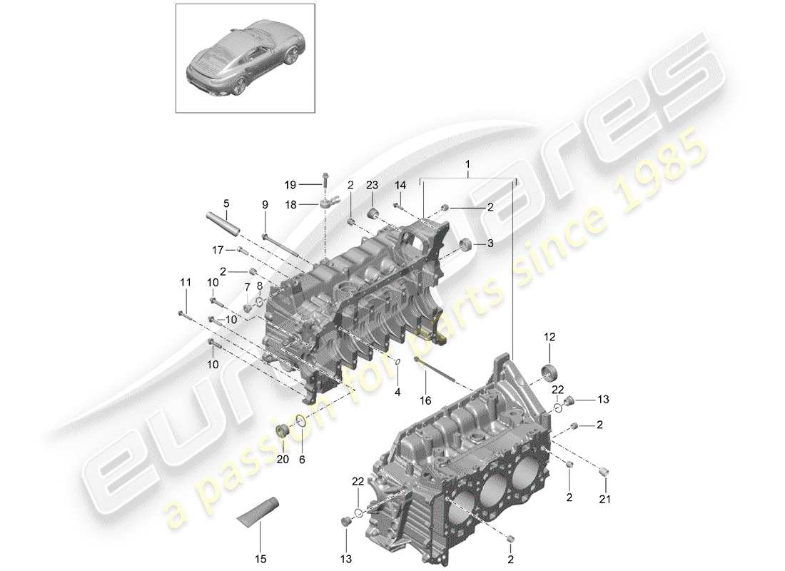 porsche 991 turbo (2018) crankcase part diagram