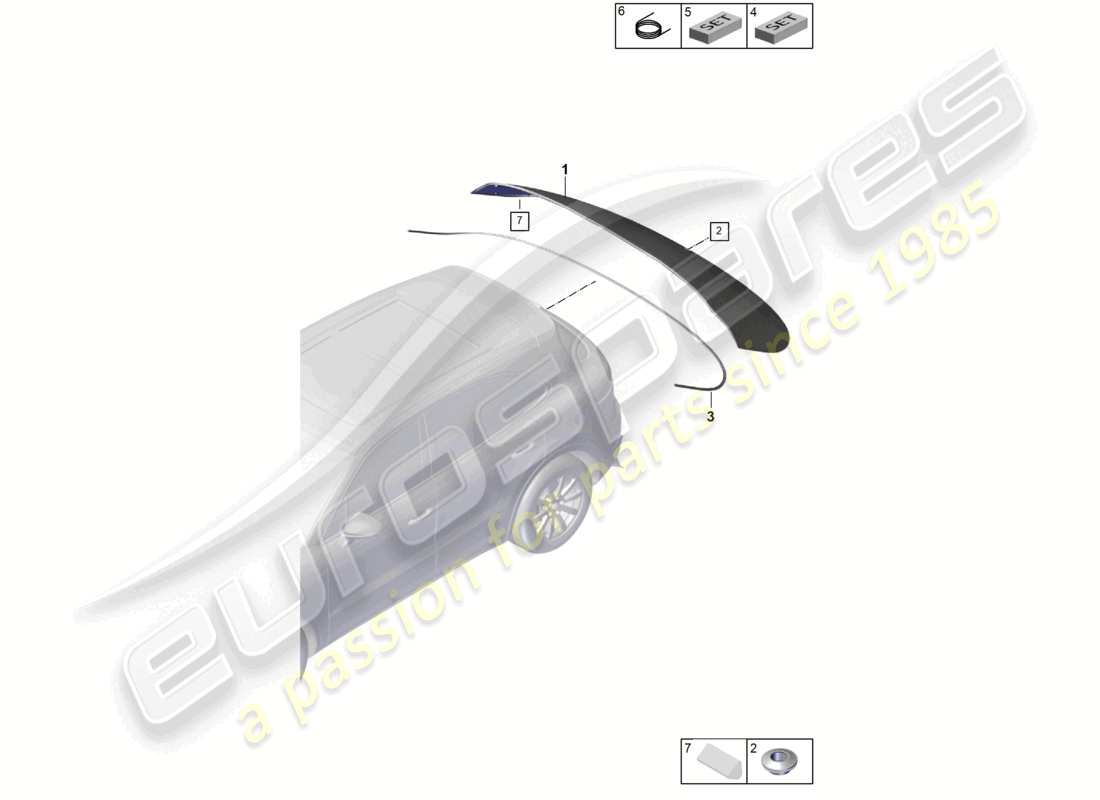 porsche 2023 (cayenne e3 9ya/9yb) rear window part diagram