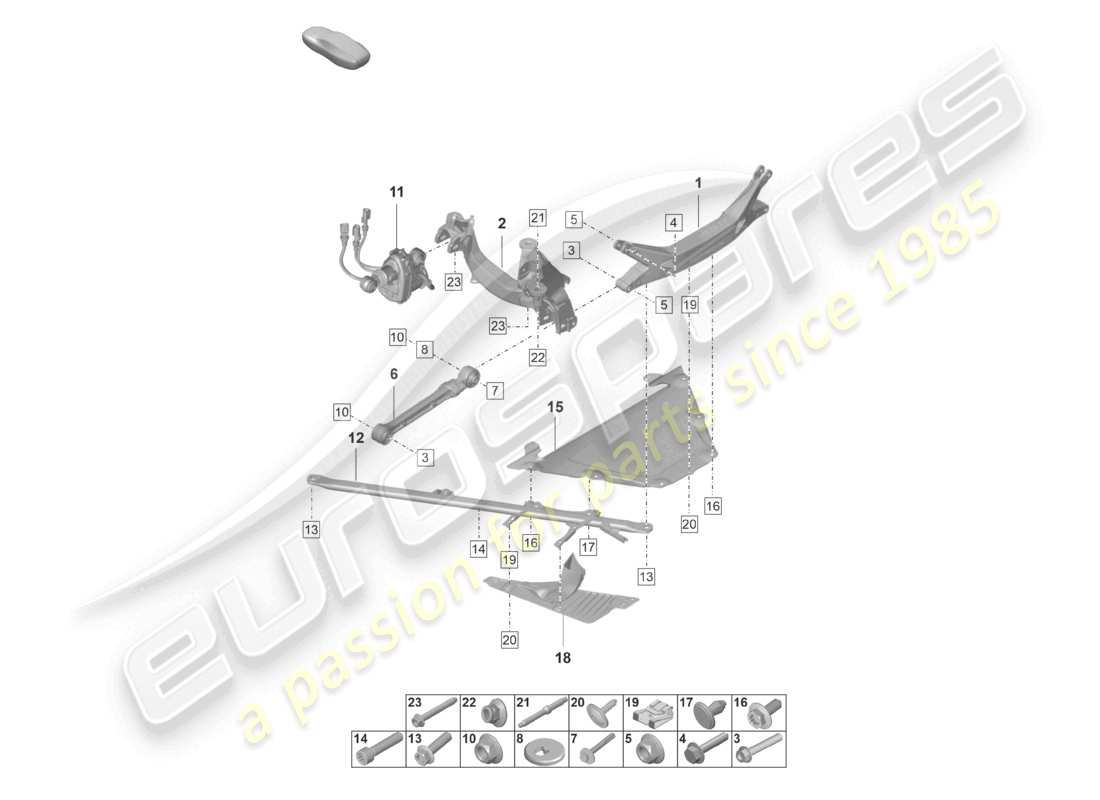 porsche 2021 (992-1 gt3/rs/st) rear axle cross member part diagram