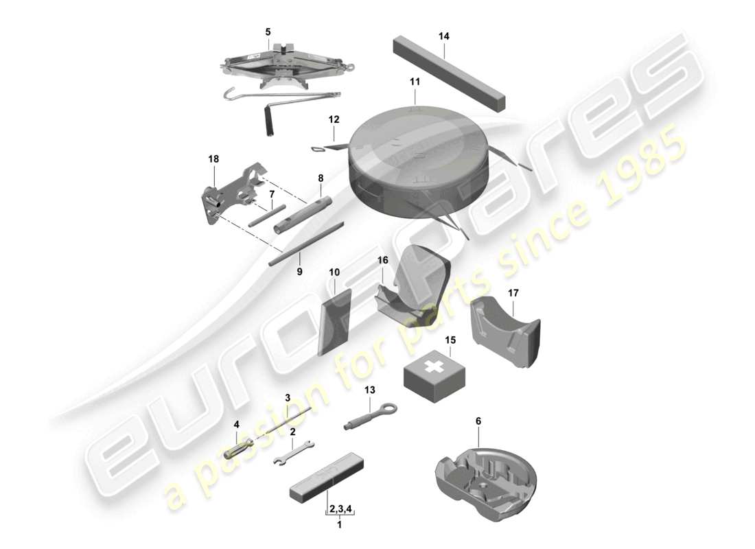 porsche 2019 (718 cayman gt4) tool jack part diagram