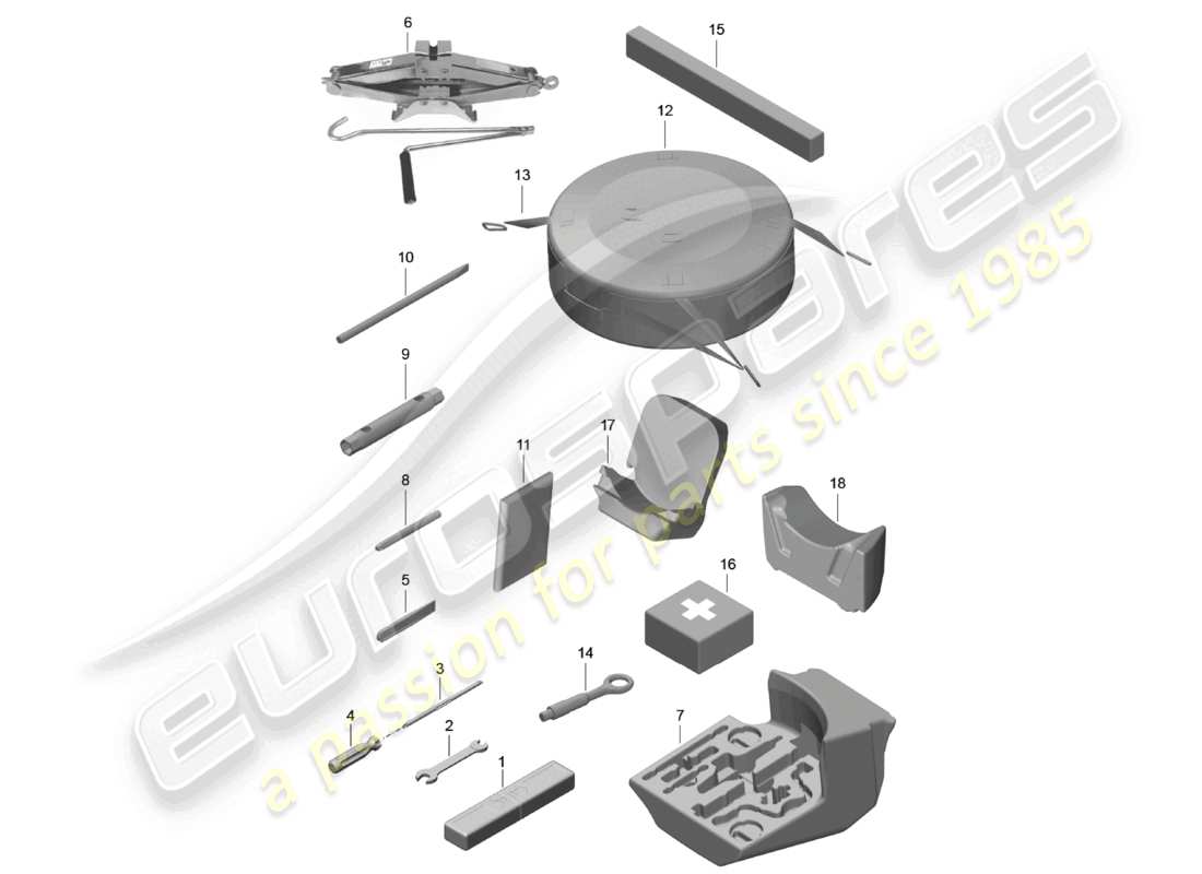 porsche 2021 (718 cayman) tool jack part diagram