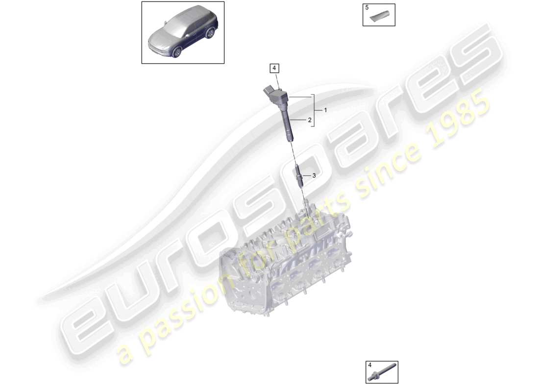 porsche 2022 (cayenne e3 9ya/9yb) cylinder head ignition coil parts diagram