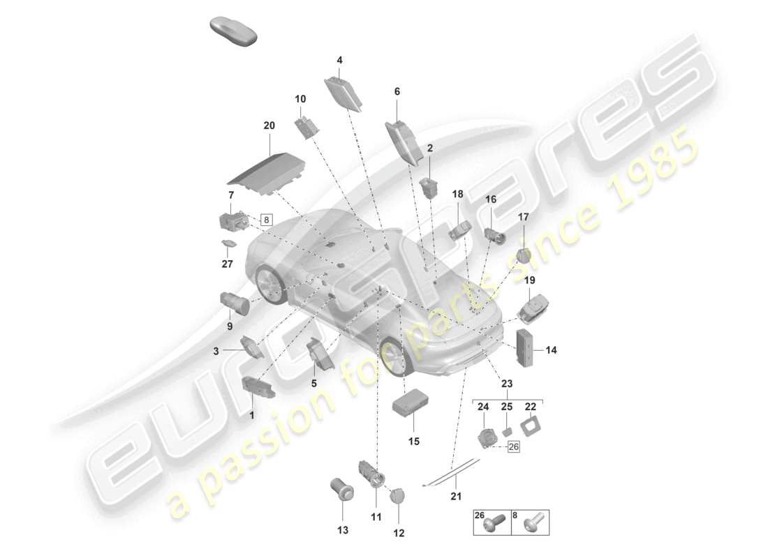 VIEW PARTS DIAGRAMS FROM THE PORSCHE TAYCAN PARTS CATALOGUE a part diagram from the porsche taycan parts catalogue