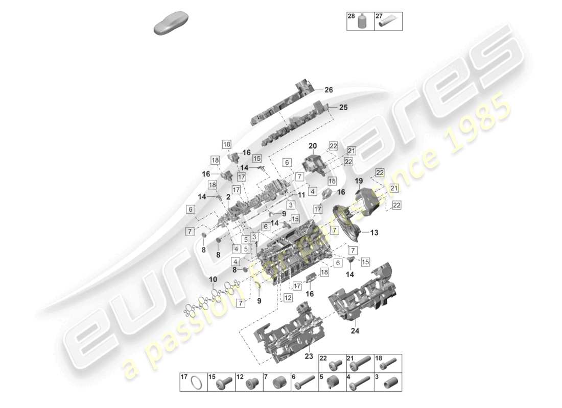 porsche 2022 (panamera 971-2) cylinder head cover noise insulation individual parts part diagram