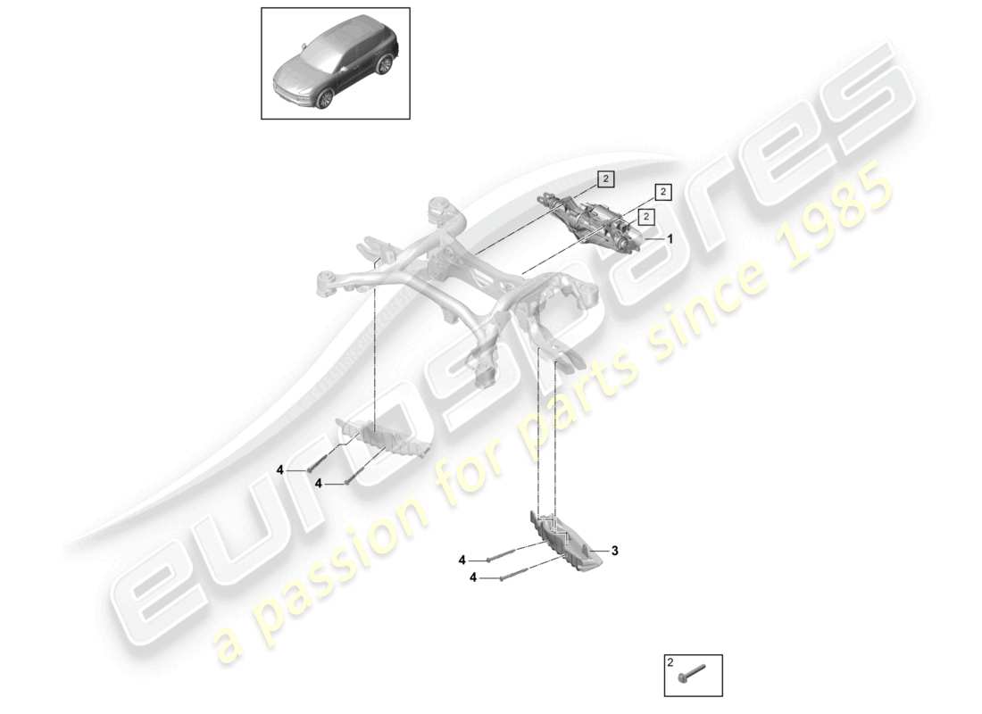 porsche 2023 (cayenne e3 9ya/9yb) steering gear rear axle parts diagram