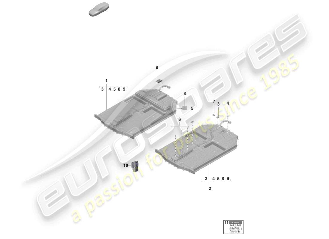 porsche 2021 (taycan 9j1-1) spare battery electric drive notice part diagram