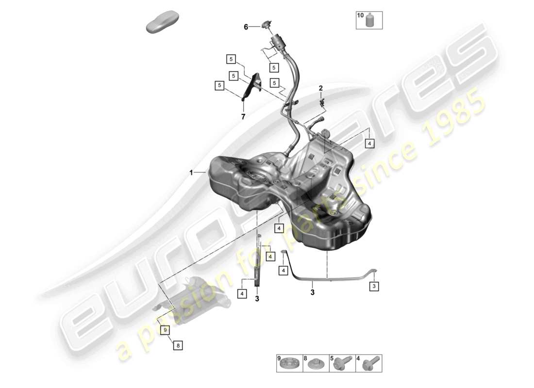 porsche 2022 (panamera 971-2) fuel tank with attachments part diagram