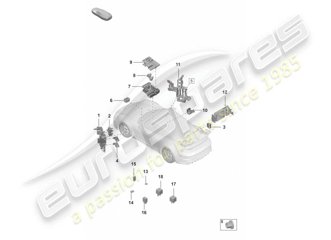 porsche 2021 (992-1 gt3/rs/st) central electrics dashboard part diagram