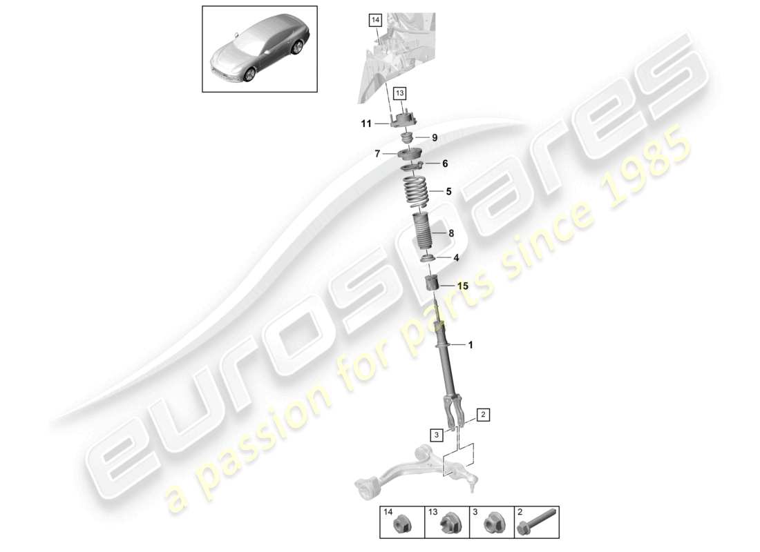porsche 2021 (panamera 971-1) suspension shock absorbers parts diagram