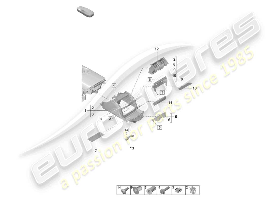 porsche 2021 (panamera 971-2) centre console rear part diagram